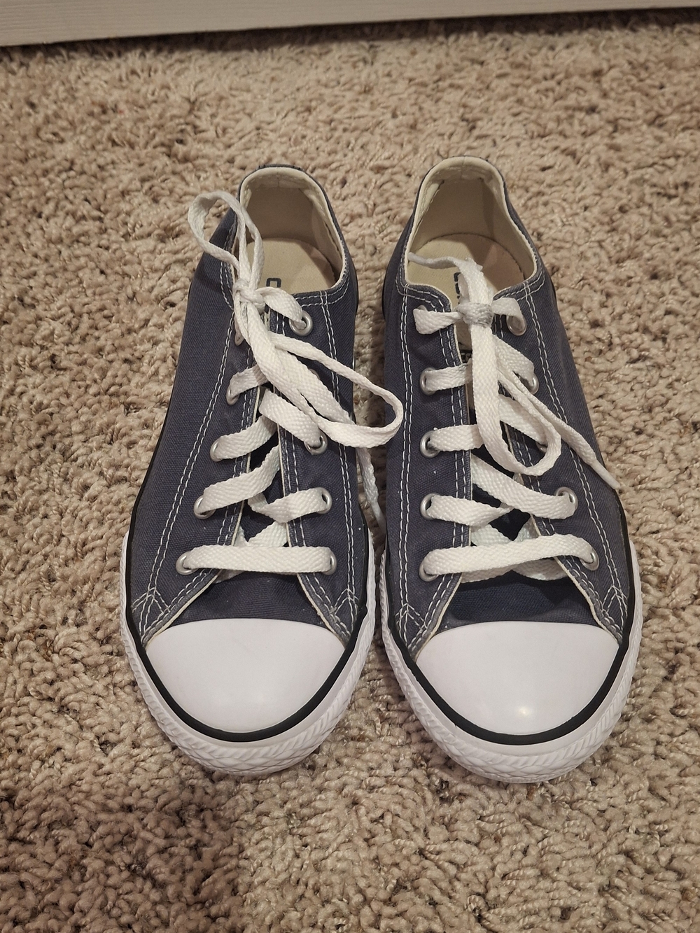 Kids Low-Top Canvas Sneakers in Navy with White Accents